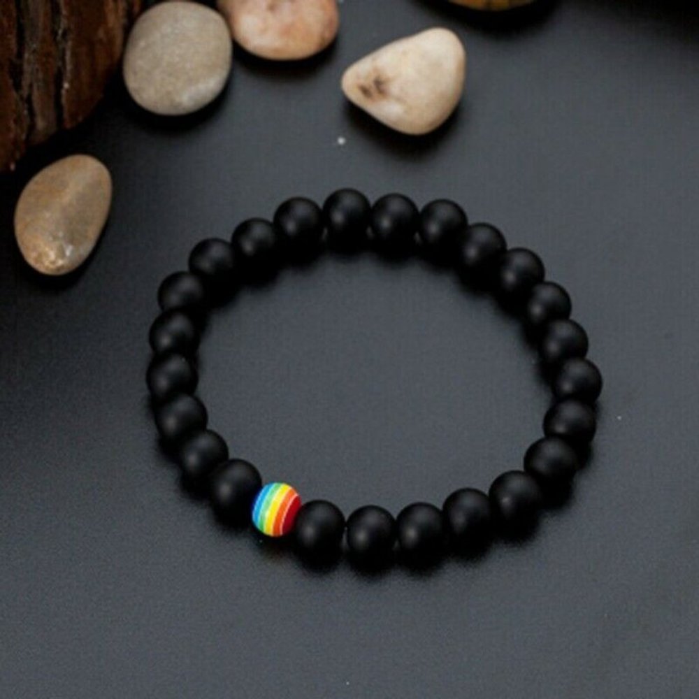 Matte Black Pride Beaded Bracelet